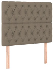 Pat box spring cu saltea, gri taupe, 120x200 cm, textil Gri taupe, 120 x 200 cm, Design cu nasturi