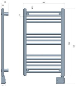 Calorifer pentru baie Adler AD 7824, 600W, 13 elementi, Panou de control LED, IP24, Alb