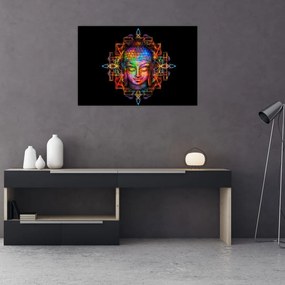Tablou - Bustul lui Buddha în culori neon (90x60 cm)