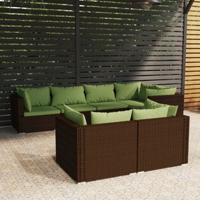 3102476 vidaXL Set mobilier de grădină cu perne, 7 piese, maro, poliratan