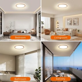Brilagi Plafonier LED ultra-subțire pentru baie, 18 W, 230 V, Ø 30 cm, aur roz, IP54