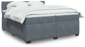 3288703 vidaXL Pat box spring cu saltea, gri închis, 200x200 cm, catifea