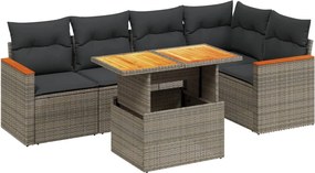 vidaXL Set mobilier grădină cu perne, 6 piese, gri, poliratan