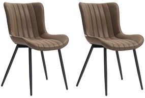 HOMCOM Lot de 2 scaune de sufragerie design modern și capitonat pentru sufragerie, sală de mese, dormitor, maro | Aosom Romania