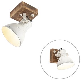 Spotlight industrial alb cu lemn de mango 18 cm - Mangoes