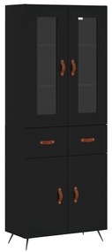 3198506 vidaXL Dulap înalt, negru, 69,5x34x180 cm, lemn compozit
