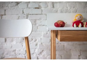 Birou cu bază din lemn de frasin Ragaba Luka, lungime 85 cm, alb