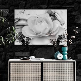 Tablou trandafir de lux cu abstracție în design alb-negru