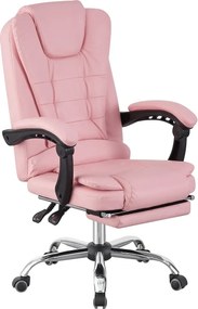 RESIGILATE- Scaun directorial, suport picioare, piele ecologică, Roz