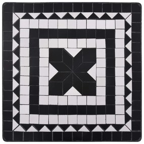 Set de bistro mozaic, 3 piese, negru  alb, placa ceramica Alb si negru, Patrat, 3