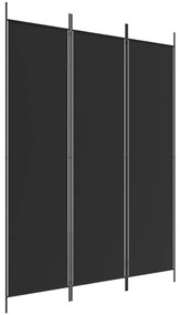 350181 vidaXL Paravan de cameră cu 3 panouri, negru, 150x200 cm, textil