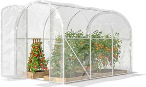 Outsunny Seră tunel de grădină 3 x 2 x 2 m 6 m² cu ușă pe balamale, prelată PE 150 g/m² pentru Legume, Plante, Flori | Aosom Romania