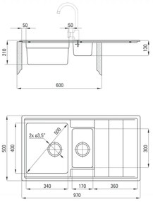 Chiuveta bucatarie doua cuve inox cu picurator crom Deante, Bolero