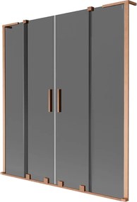Mexen Velar L Duo ecran pentru cadă de baie cu 2 panouri glisante 150 x 150 cm, grafit, cupru periat - 896-150-003-42-65