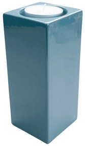Suport de lumânare, Ceramica, 20 cm, Albastru Indigo