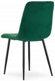 Set de dining 1 + 4, masa neagra RAMOD 100x60 cm decor marmura + scaun verde TURIN cu picioare negre