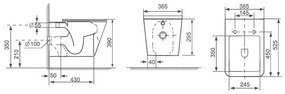 Set vas WC suspendat, Fluminia, Paris, rimless, cu capac quick release si soft close, alb