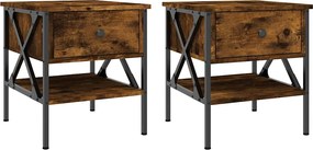 vidaXL Noptiere, 2 buc., stejar fumuriu, 40x42x45 cm, lemn compozit