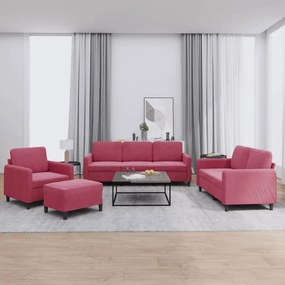 vidaXL Set de canapea, 4 piese, roșu vin, catifea