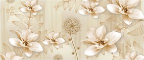 Tablou - Compoziție flori aurii (120x50 cm)