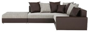 Colţar, S, piele eco maro/textil maro, PETRANA NEW