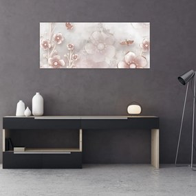 Tablou - Flori roz (120x50 cm)