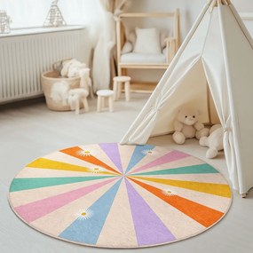Covor pentru copii lavabil ø120 cm Rainbow Daisy – Mila Home