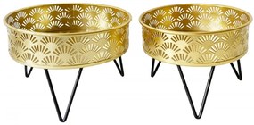 Set 2 suporturi pentru ghivece, auriu / negru, metal, Ø 20,5 / Ø 18 cm, Zanny Mauro Ferreti