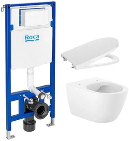 Set vas WC Roca Ona A346687S00, cadru încastrat Roca Duplo A890070020, A801E12001