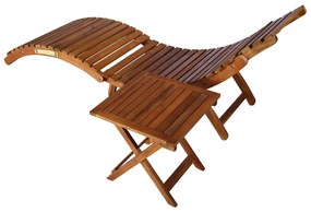3061597 vidaXL Șezlong de grădină cu masă și pernă, lemn masiv de acacia