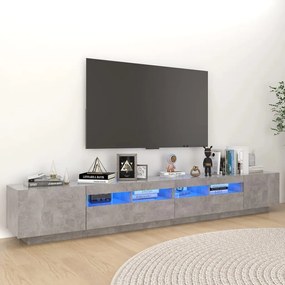 3081919 vidaXL Comodă TV cu lumini LED, gri beton, 260x35x40 cm