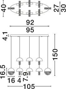 Lustra decorativa cu 8 pendule LED 3000K DORIN