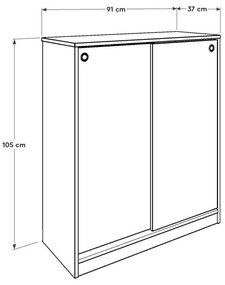 Comoda Multifunctionala Adore Diamond, 2 usi glisante, 5 rafturi,  91 x 105 x 37 cm