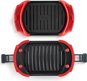 Grill pentru cuptorul cu microunde Lekue 1009081, 25,2 x 14,8 x 5,4 cm, Silicon platinat, Otel cu acoperire antiaderenta, 0 /+240 °C, Roșu