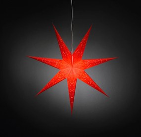 Steaua LED KONSTSMIDE, din hartie, perforata si brodata rosie 78 cm