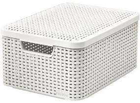 Cos rufe, 2 manere, capac, plastic, alb, 38x29x17 cm, Curver