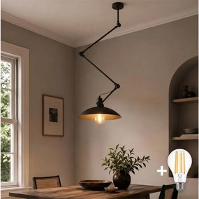 Brilagi - Lustru LED reglabil pe tijă IRONBEAM 1xE27/60W/230V negru