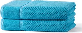 Set de 2 prosoape de baie din frotir MODENA turcoaz 70 x 140 cm
