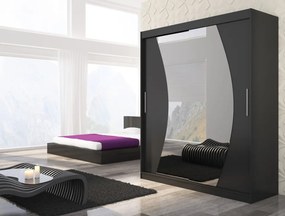 Dulap cu usi glisante si oglinda 180x215 cm, Dolores, ADRK Furniture (Culoare: Alb)