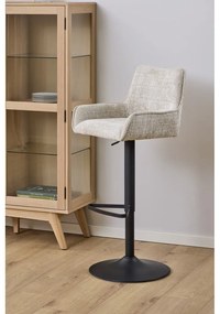 Scaun de bar bej cu înălțime ajustabilă, cu cotiere (înălțime șezut 85 cm) Eddie – Actona