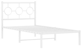 376267 vidaXL Cadru de pat metalic cu tăblie, alb, 90x190 cm