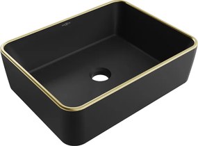 Mexen Catia chiuvetă pe blat 48 x 37 cm, negru mat/auriu contur - 21314875