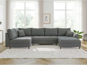 Colțar gri cu tapițerie din țesătură bouclé (colț dreapta/în formă de "U") Ariella – Ropez