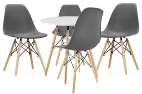 Set Masa Rotunda Fixa Linda 80 Cm Si 4 Scaune Bucatarie/Dining Velo Gri