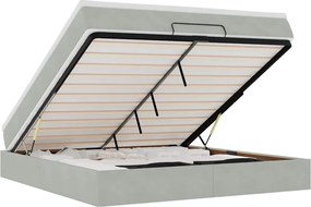 vidaXL Cadru de pat otoman cu saltea Gri deschis 160x200cm catifea