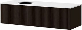 Set dulap baza suspendat KolpaSan Orphia riflat 1 sertar 120 cm finisaj grafit negru cu blat Kerrock