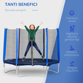 HOMCOM Saltea elastică pentru copii și adulți cu plasă de siguranță și bare cu protecție, trambulină de grădină