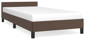 347474 vidaXL Cadru de pat cu tăblie, maro, 90x190 cm, piele ecologică