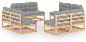 3076319 vidaXL Set mobilier de grădină cu perne, 8 piese, lemn masiv de pin