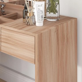 HOMCOM Masă de machiaj cu taburet Masă de machiaj cu oglindă capac rabatabil și compartimente 80x40x79 cm și 40x30x40 cm | Aosom Romania